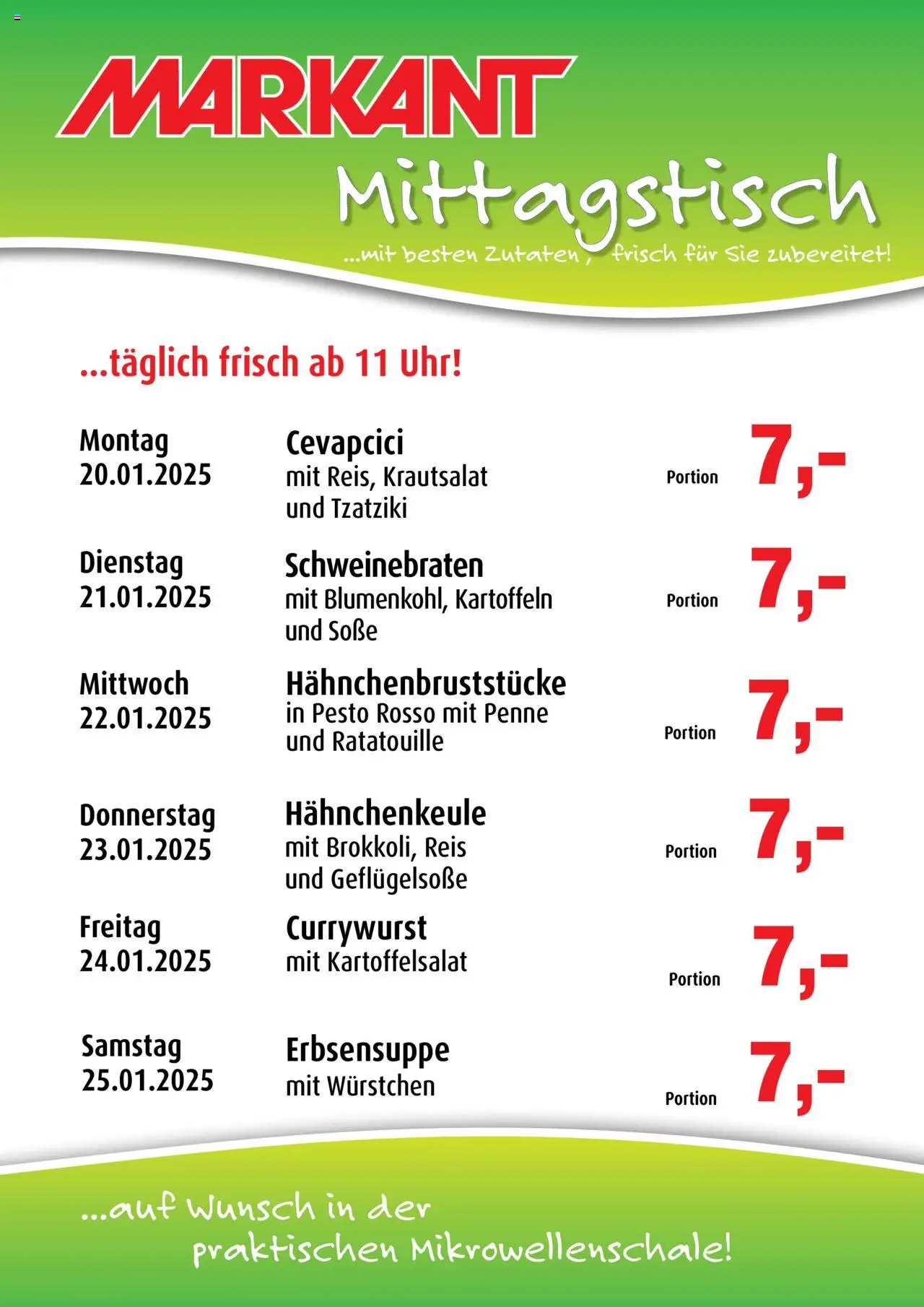 Markant prospekt seit 20.01.2025 Mittagstisch (2025-01-20 - 2025-01-25) | 1