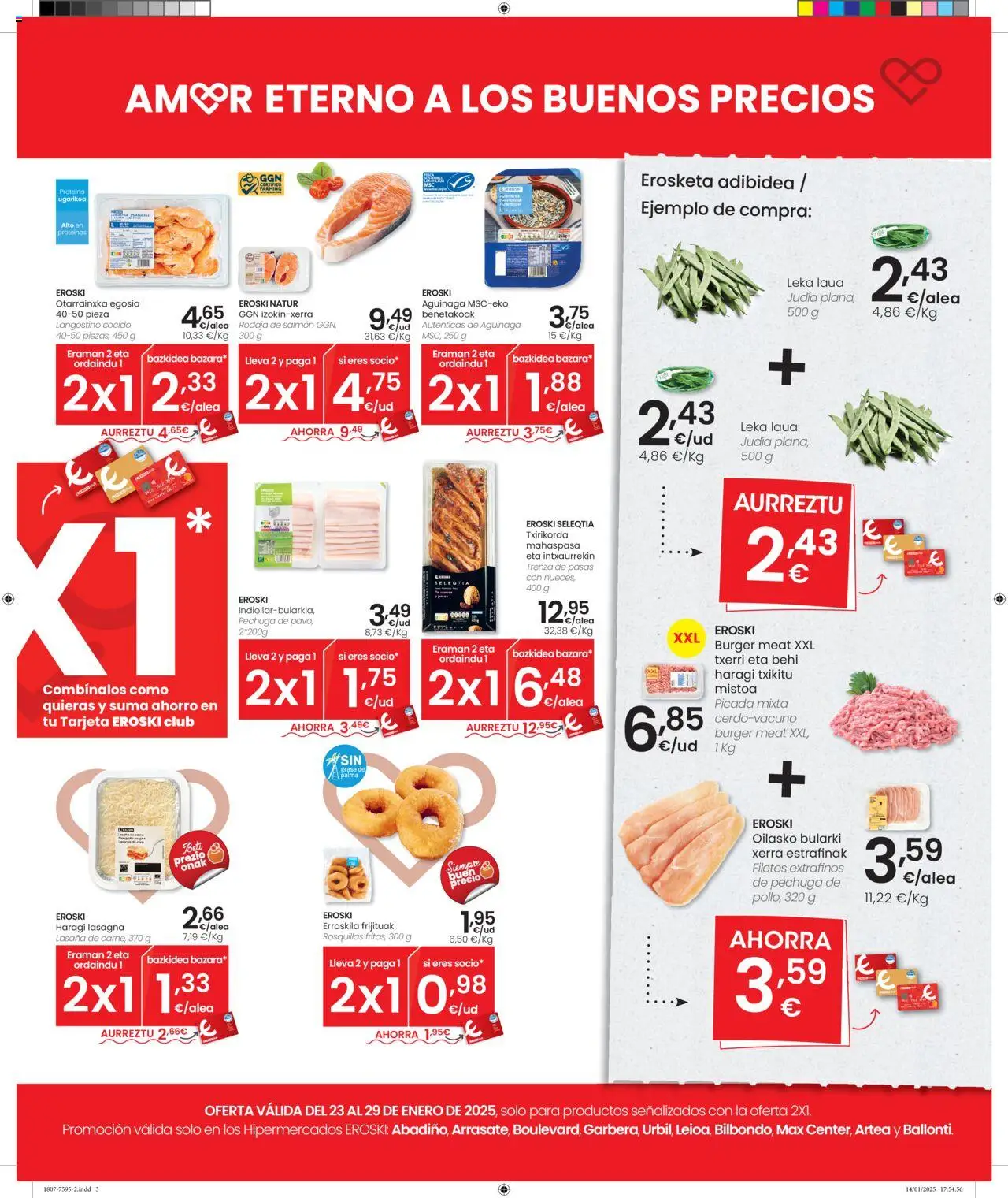 Eroski oferta desde 23/01/2025 Betiereko maitasuna prezio onei 2x1