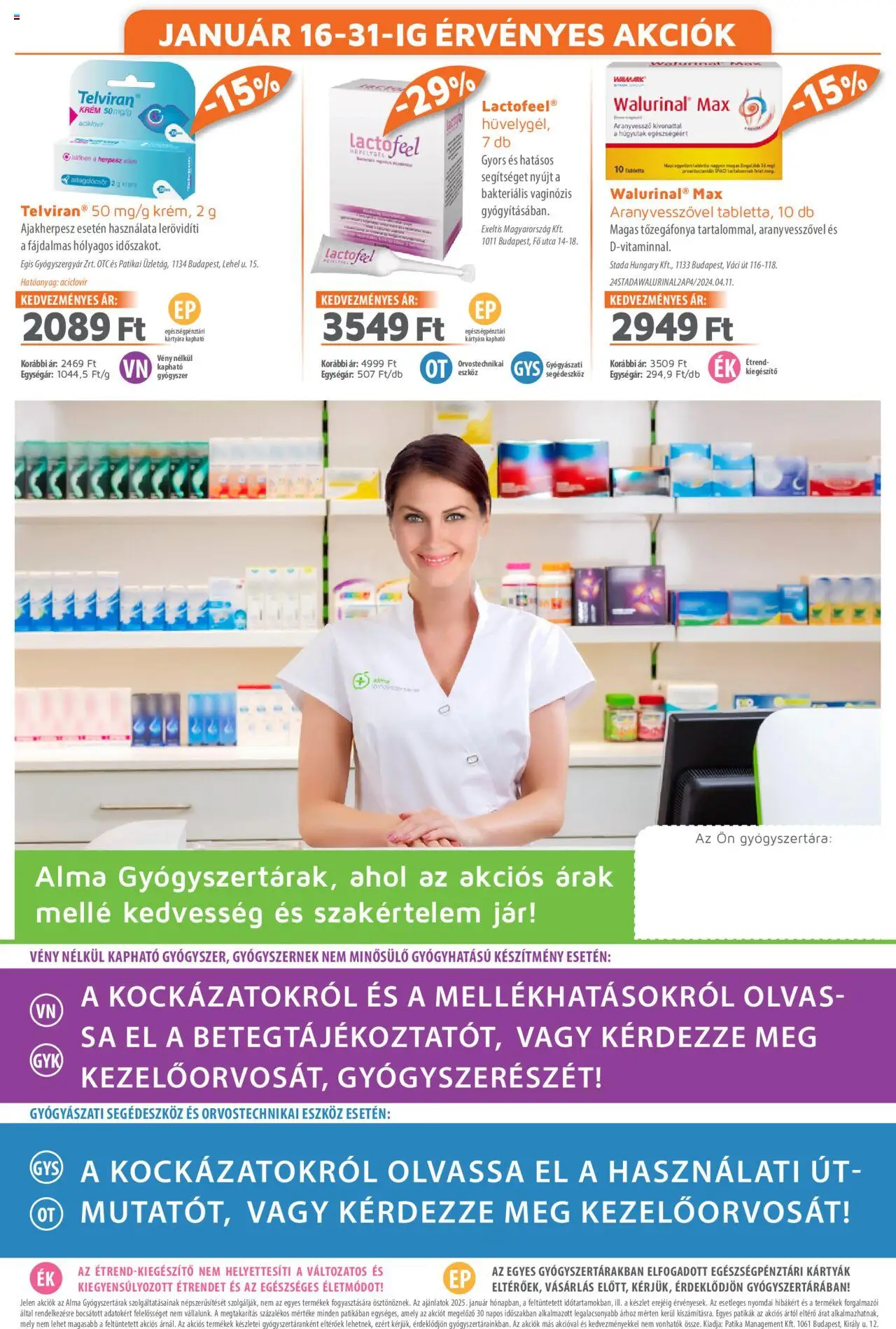 Alma Gyógyszertárak újság 2025.01.01. Akciós újság Alma Gyógyszertárak