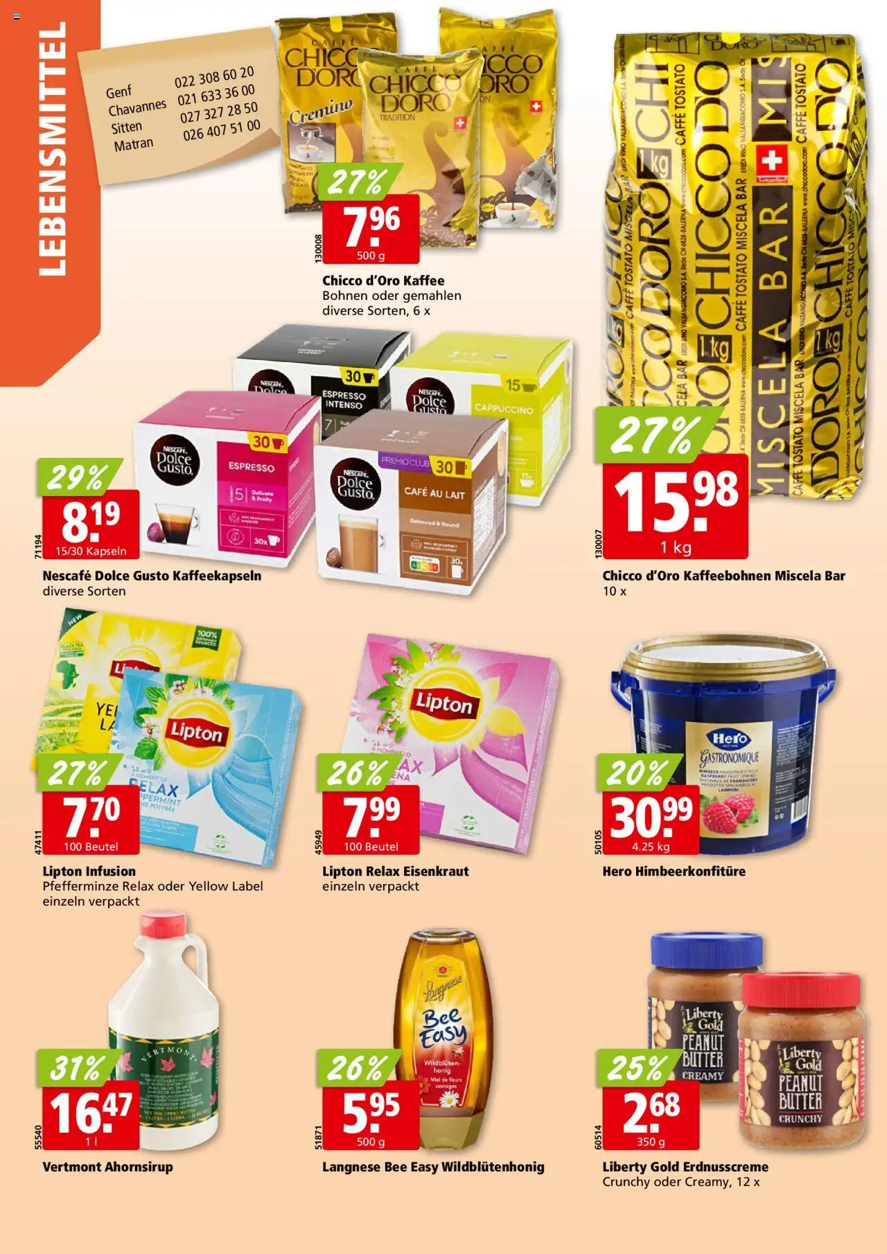 Aligro Aktionen - Chavannes, Matran, Genf, Sitten
