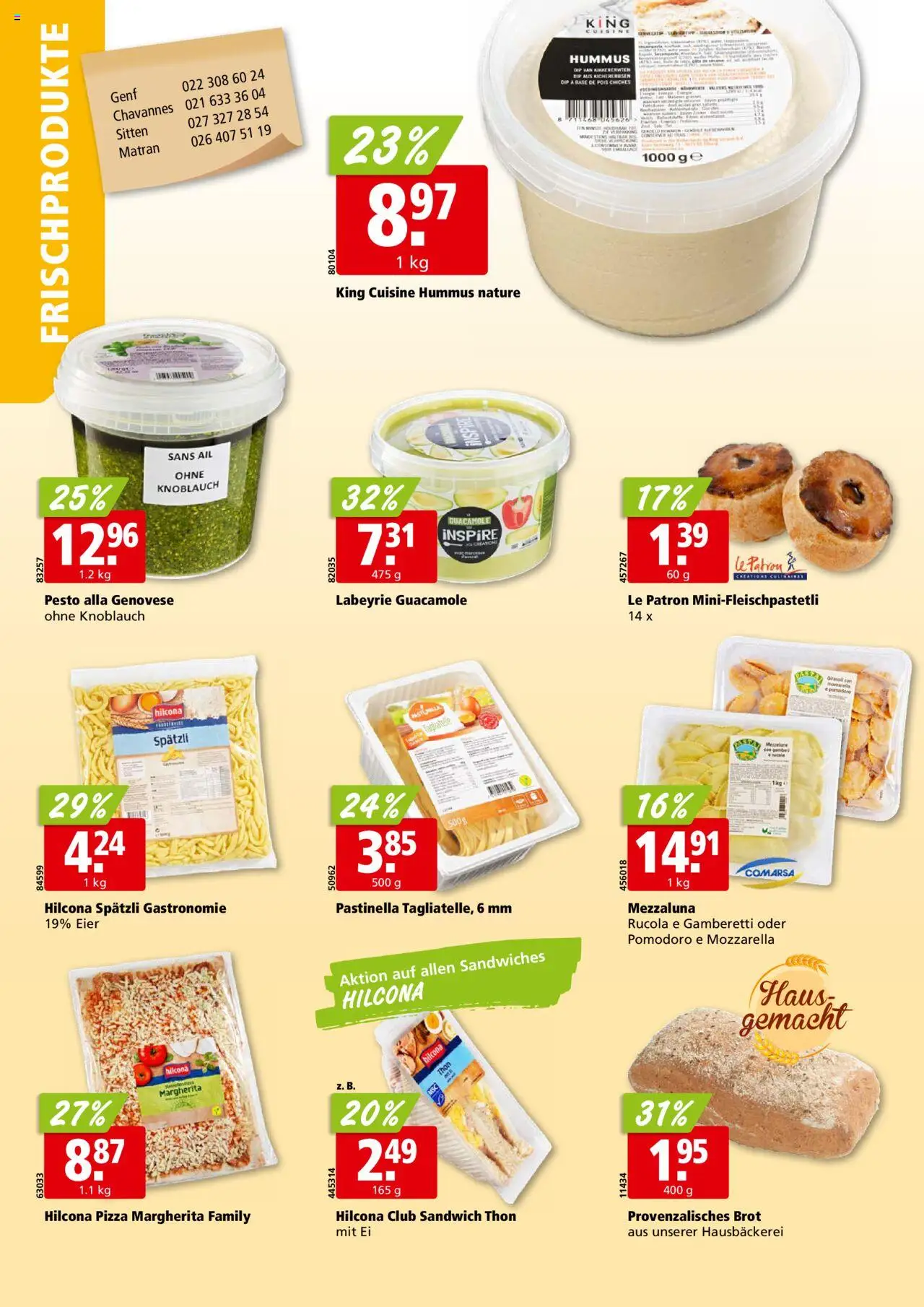 Aligro Aktionen - Chavannes, Matran, Genf, Sitten