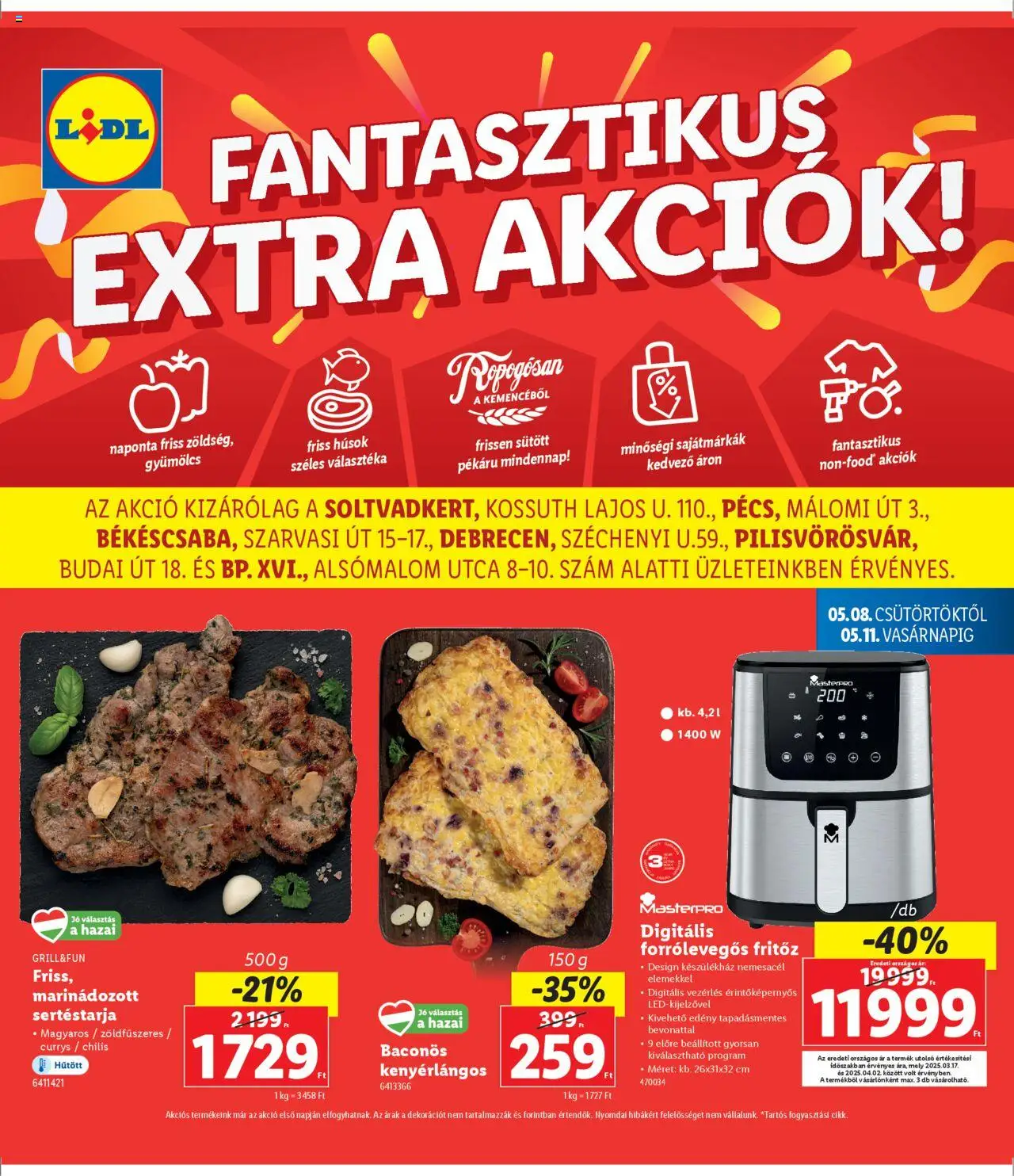 Lidl - Soltvadkert, Pécs, Békéscsaba, Debrecen, Pilisvörösvár, Budapest