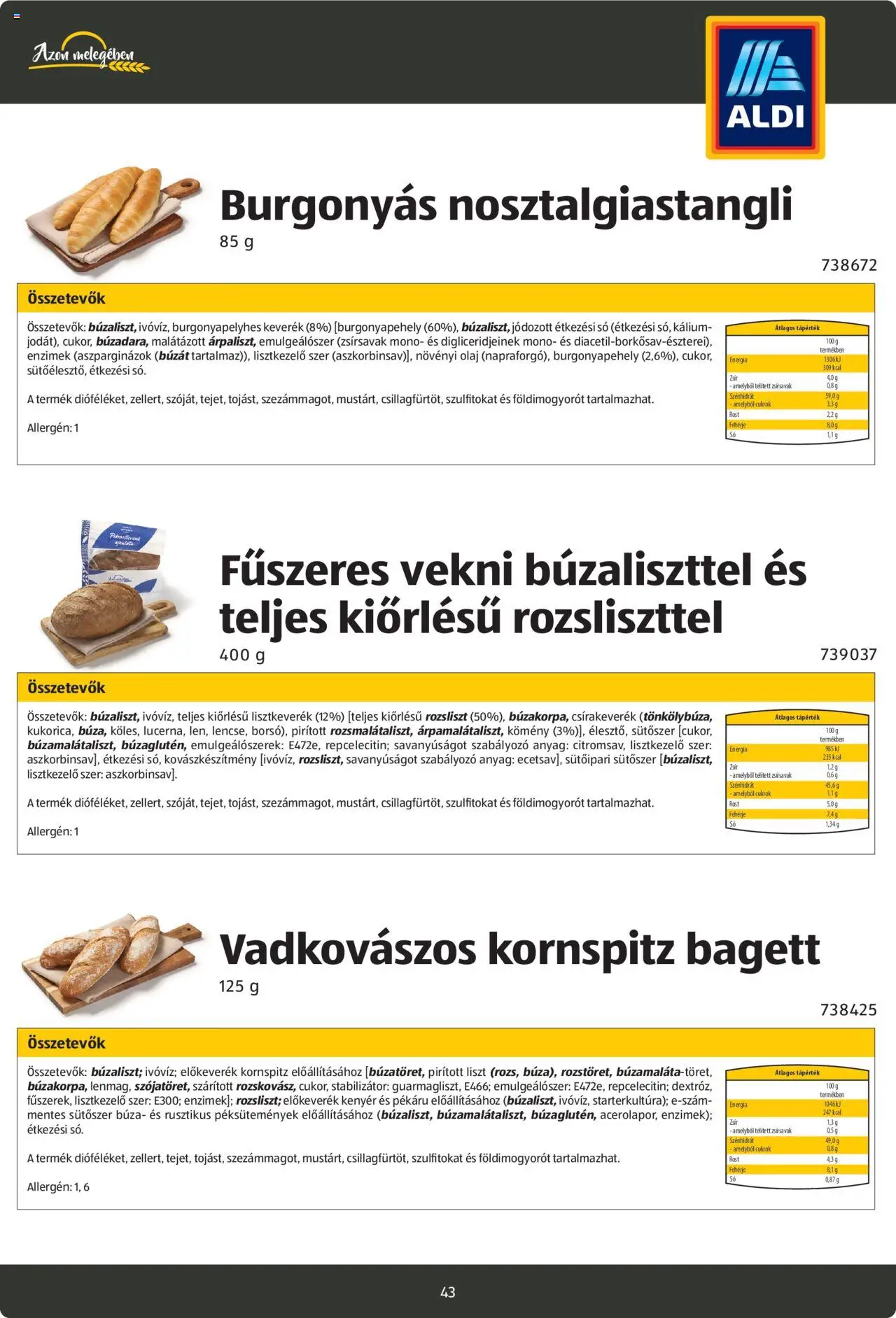 Aldi - Katalógus Pékáruk (hétfőtől 2024.08.26.)