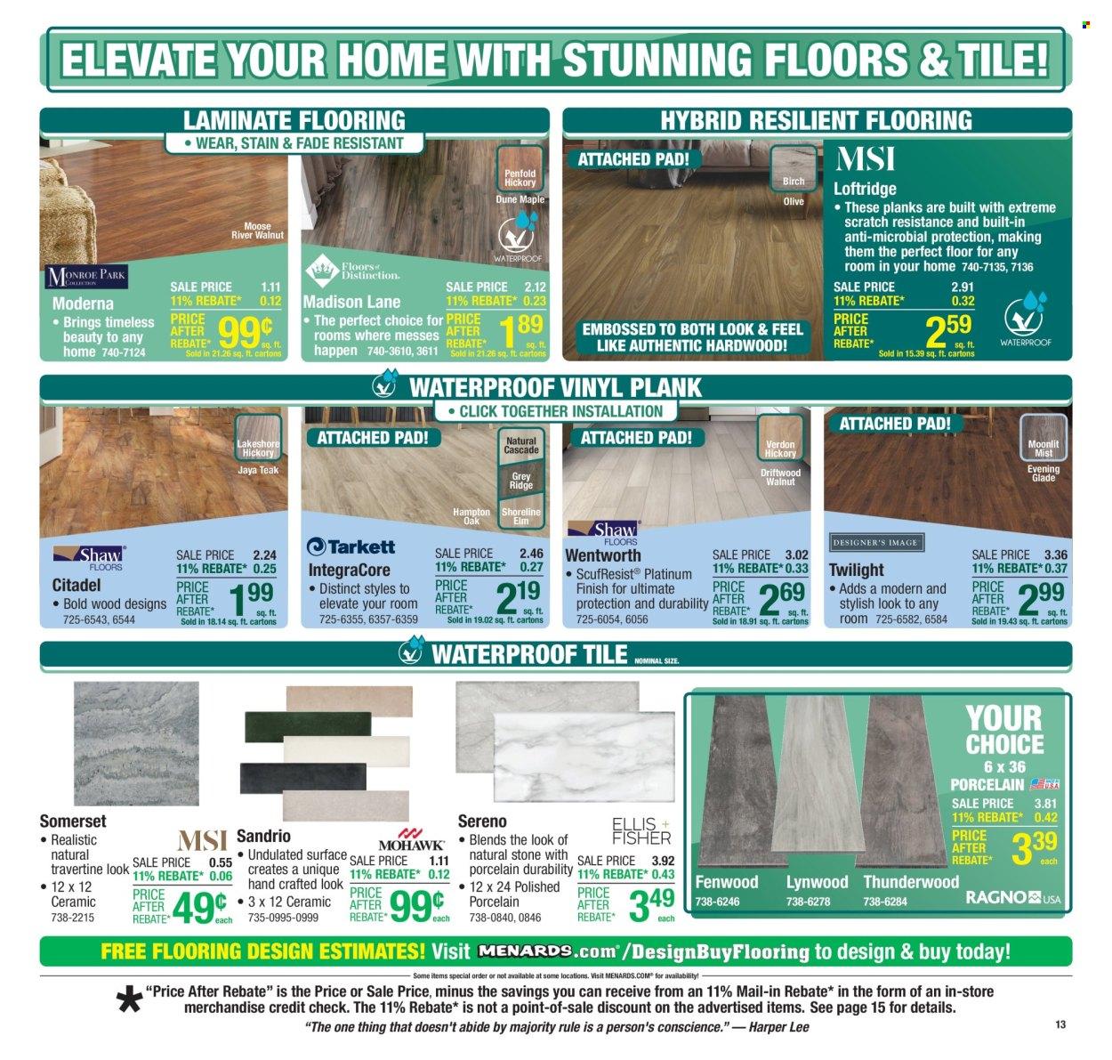 Menards Ad: 11% Rebate Sale