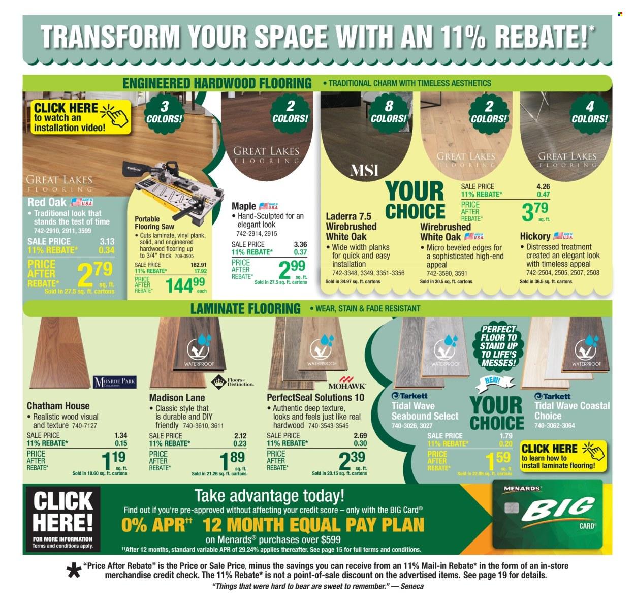 Menards Ad: 11% Rebate Sale